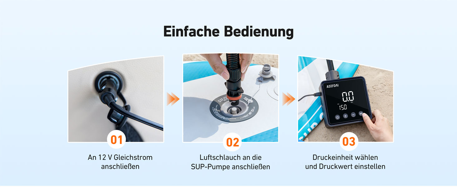 Електричний насос AstroAI для SUP-дошок, матраців та наметів (20PSI, 12V DC)