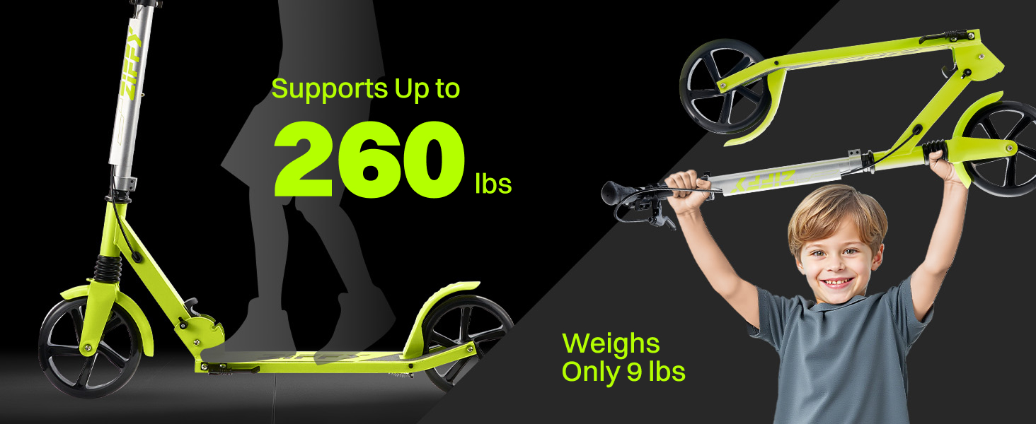 Тролетер ZIFFY для дітей та дорослих, 6-12 років, чорно-зелено-фіолетовий, колеса 200 мм, підшипники ABEC-9, амортизація, складний алюмінієвий каркас, регульований кермо 79-106 см, ручне гальмо, вантажопідйомність до 118 кг