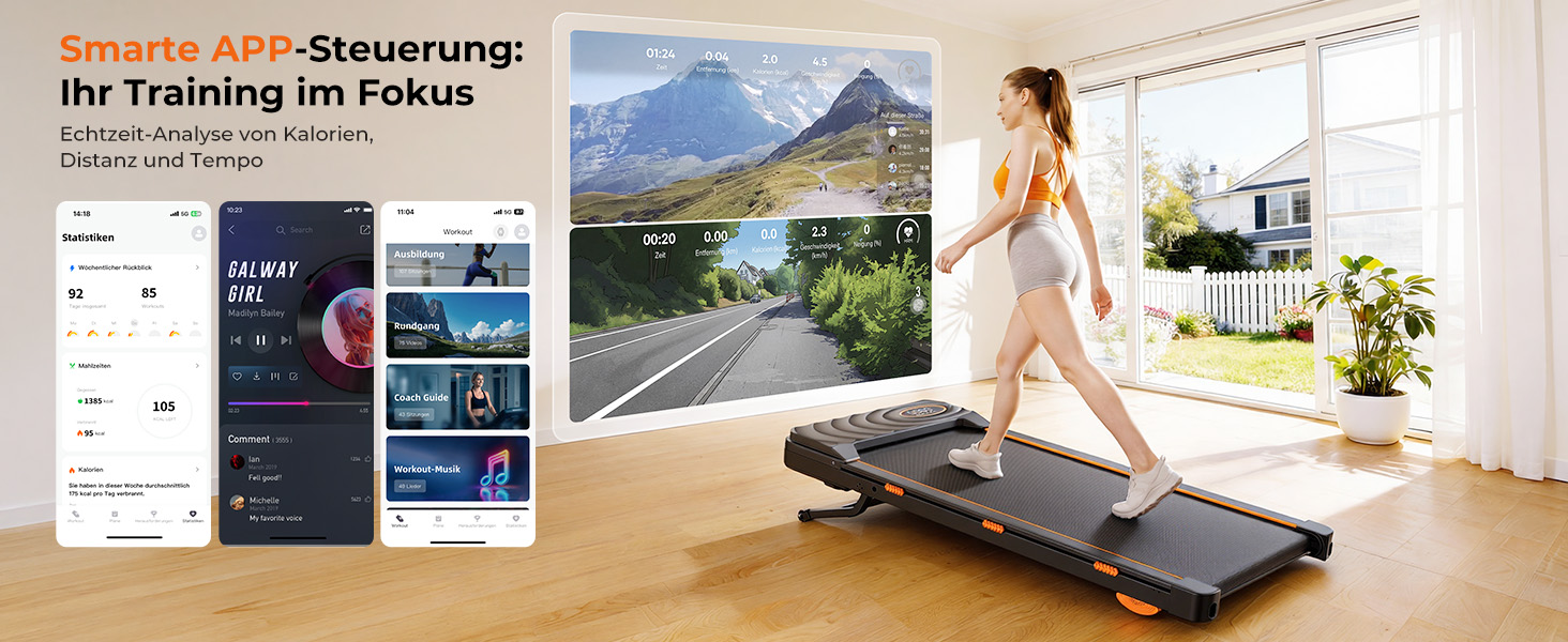 Домашня бігова доріжка JAGJOG Walking Pad з автоматичним нахилом 16%, Bluetooth-динаміками, колір: ебенове дерево