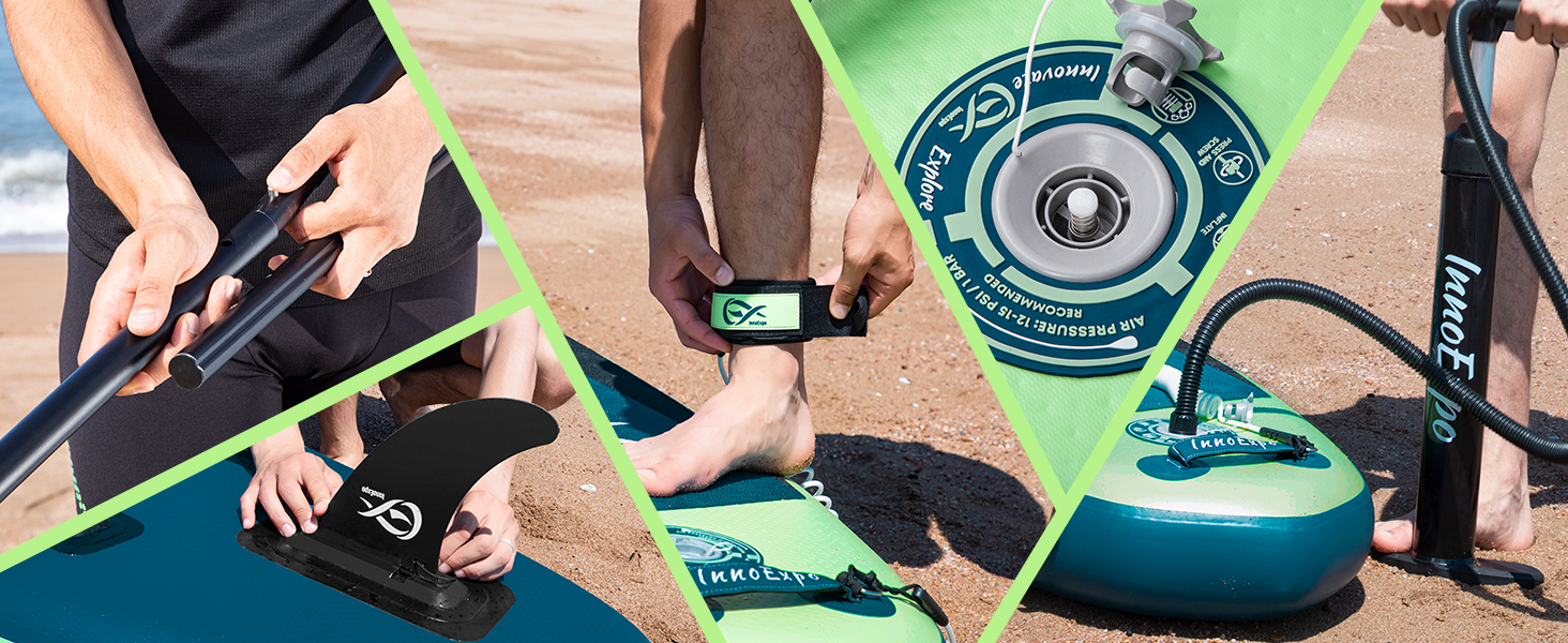 Надувні SUP-дошки InnoExpo 11' з преміум аксесуарами: стабільний дизайн, антиковзне покриття для підлітків та дорослих (з сидінням для каяка)