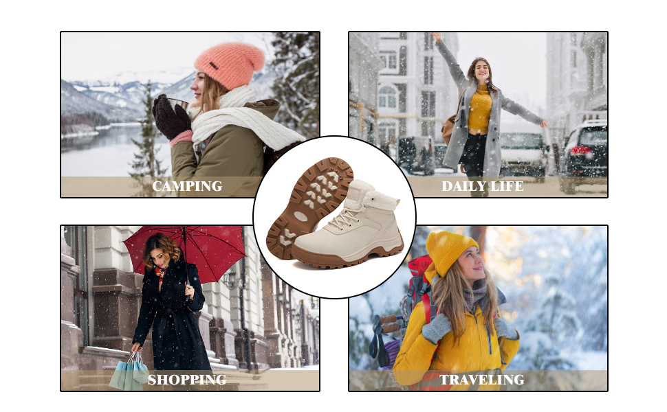 Зимові черевики жіночі снігоступи на шнурівці з антиковзким покриттям, тепла підкладка з хутром (42 EU, Чорний)