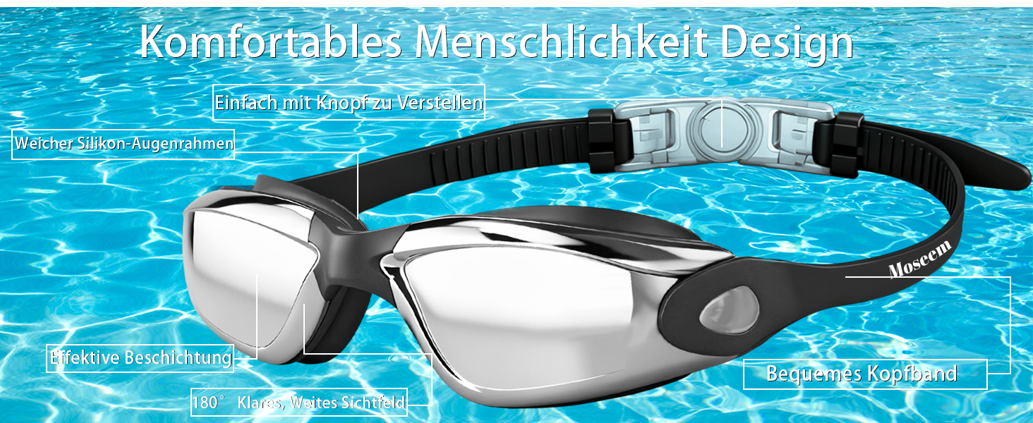 Окуляри для плавання для чоловіків, жінок та дітей, маска для дайвінгу для дітей 10 років і старше, захист від запотівання та UV-захист для дорослих, чоловіків, жінок та дитячі окуляри для плавання 10+ з дзеркальними лінзами Aqua&Klar (дзеркальні Aqua та дзеркальні срібні)