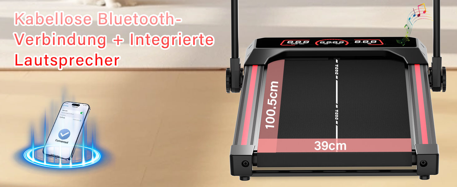 Тренажер для дому Laufband з нахилом 10%, швидкості 1-12 км/год, складний Walking Pad, 3.5HP, з Bluetooth-динаміком, 12 програм, APP та LED-дисплеєм (Чорний)