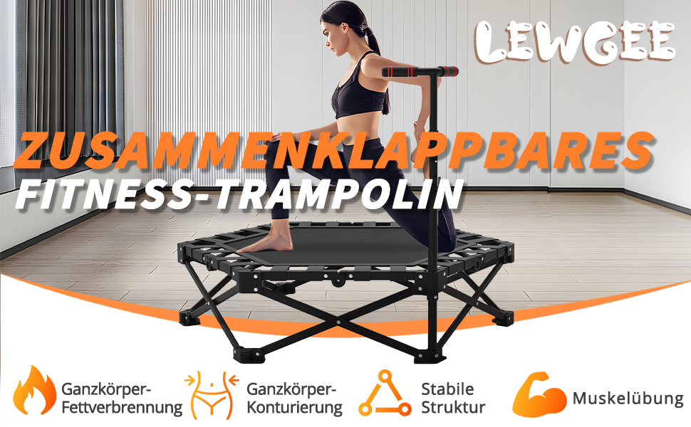 Трамплін для фітнесу в приміщенні, 106 см, з регульованими ручками, вантажопідйомність 200 кг, для фітнесу та аеробіки, складаний та портативний