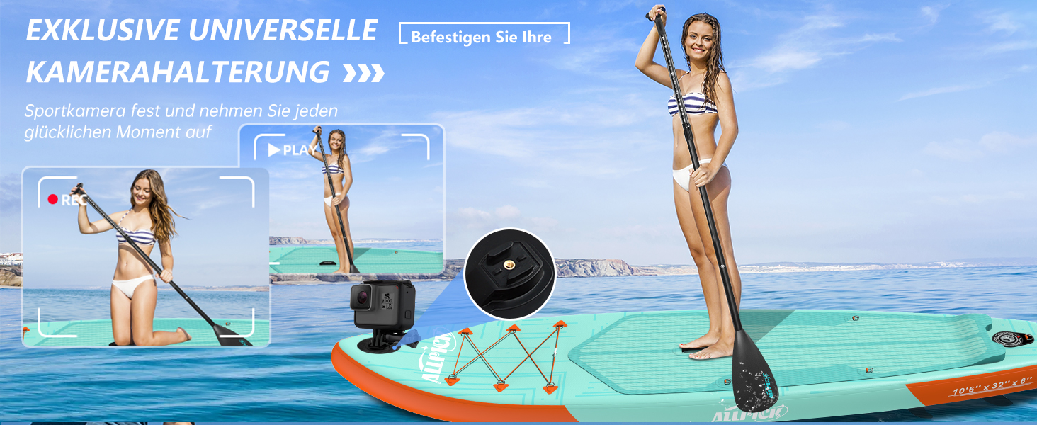 Надувний SUP Борд ALLPICK Premium Set: Комплектація для початківців та професіоналів, 200 кг, з тримачем для камери