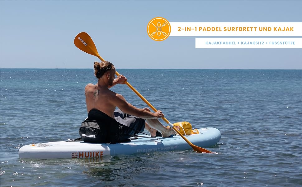 Високоякісні аксесуари для веслування Stand Up - HUIIKE Sup Board, дошка для веслування стоячи з подвійним використанням весла та сидіння для байдарки Веслування стоячи з великою стабільністю Весло для веслування стоячи синій