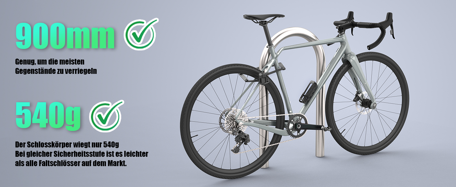 Фарбове замок RBRL Faltschloss з кріпленням для AirTag, 90 см. Висока безпека, числовий замок для електровелосипеда, MTB та шосе