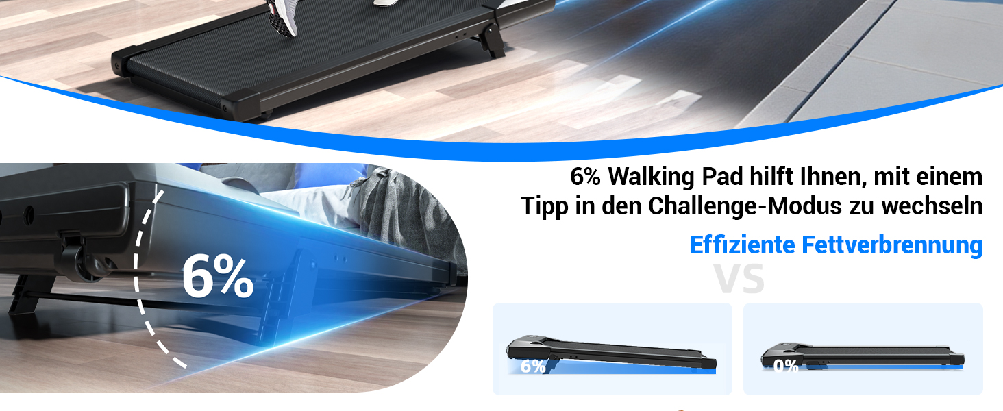 Бігова доріжка DeerRun Walking Pad під стіл з ухилом 6%, для дому та офісу, компактна, з додатком, пультом та LED-дисплеєм, до 136 кг, чорна глянцева