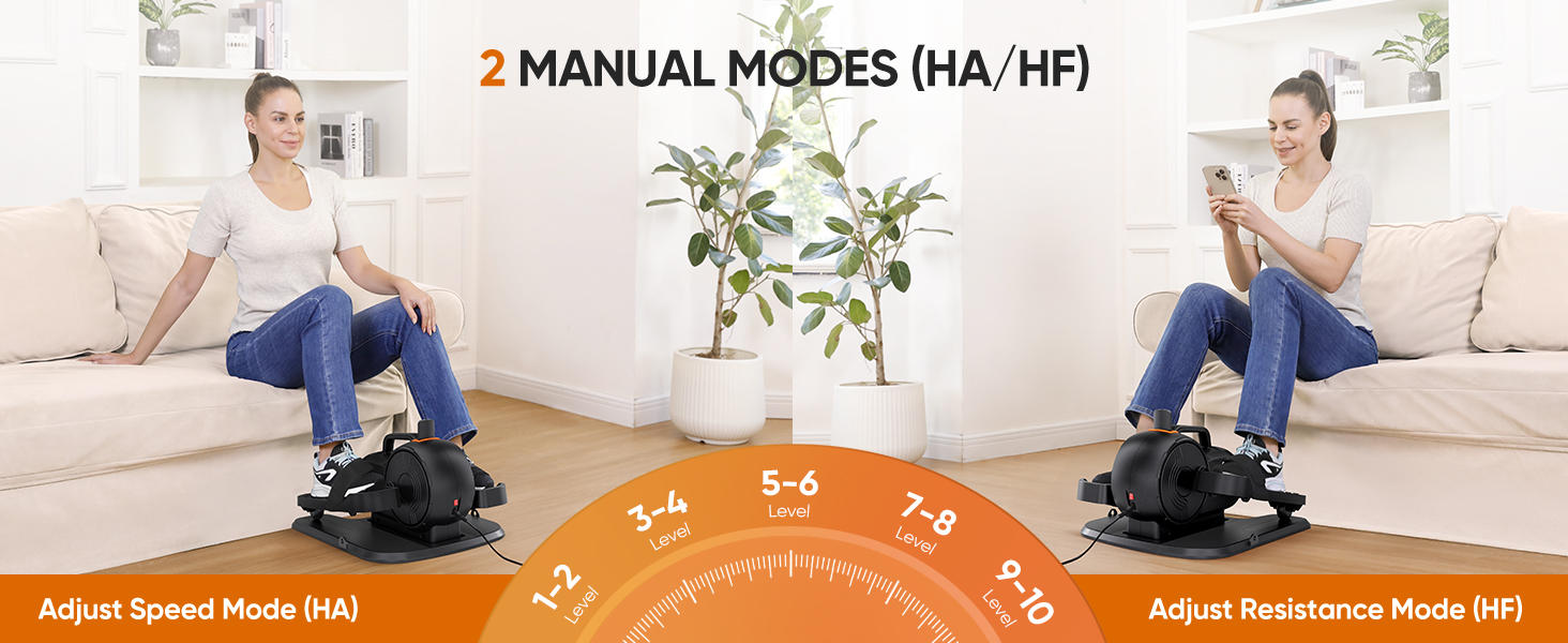 Електричний міні-еліпсоїд Dripex 3-в-1 для дому: тренажер для ніг з регулюванням швидкості та опору, повністю зібраний, помаранчевий