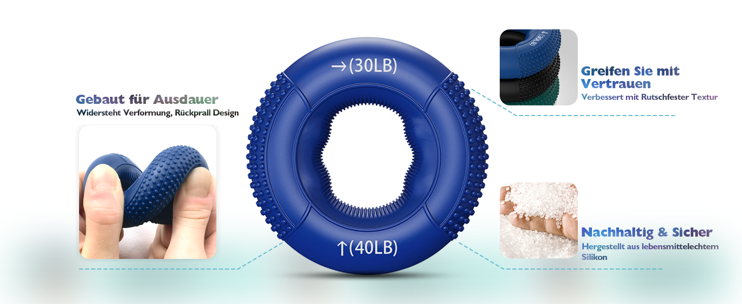 FitBeast Griffkrafttrainer: Набір для тренування хватки та м'язів рук (9 шт.), синій