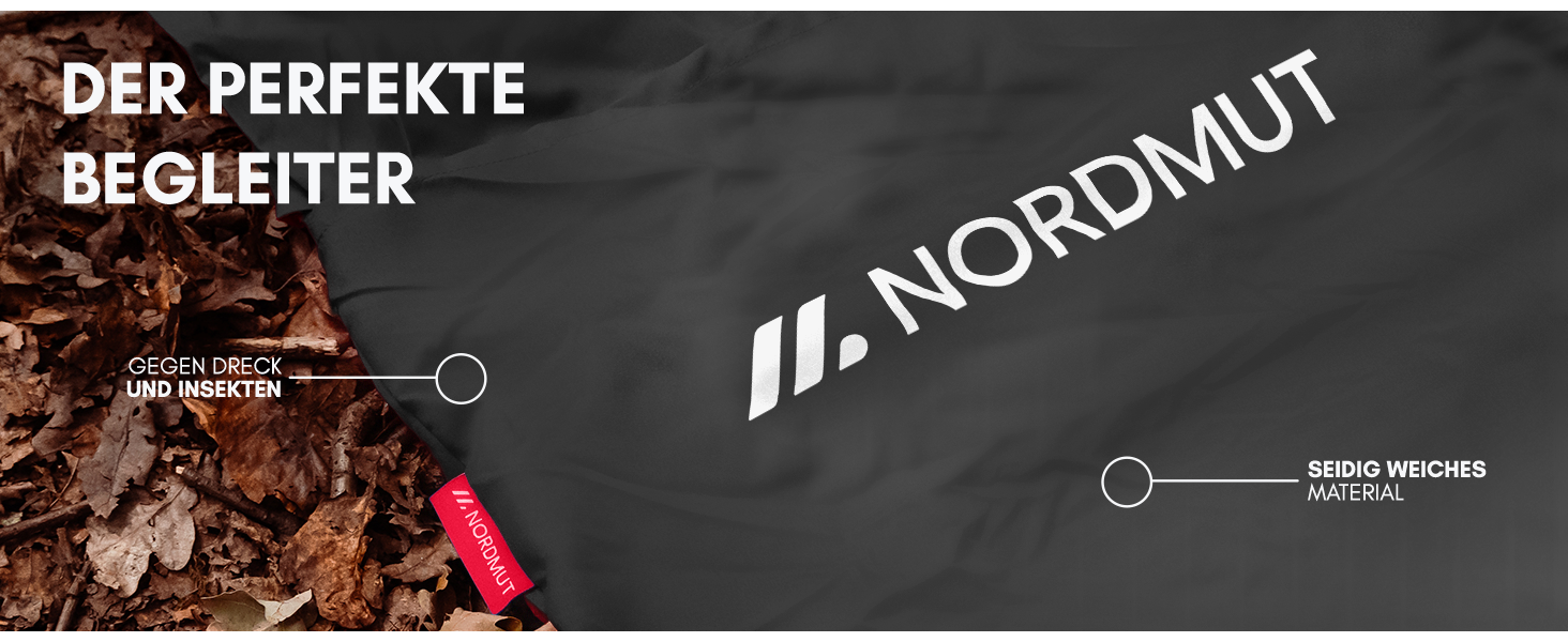 Спальний мішок NORDMUT® для подорожей: ультралегкий, з мікрофібри або бавовни, дихаючий, з кишенькою для подушки, сірий, поліестер