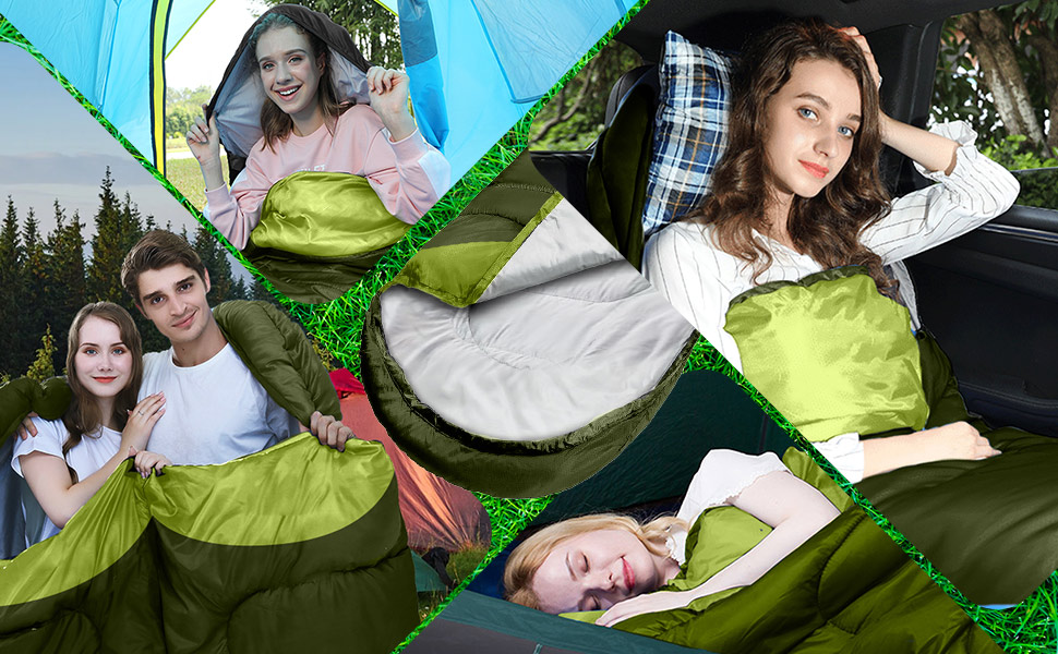 Спальний мішок 3-4 сезони, водонепроникний, ультралегкий, 220*75 см (зелений)