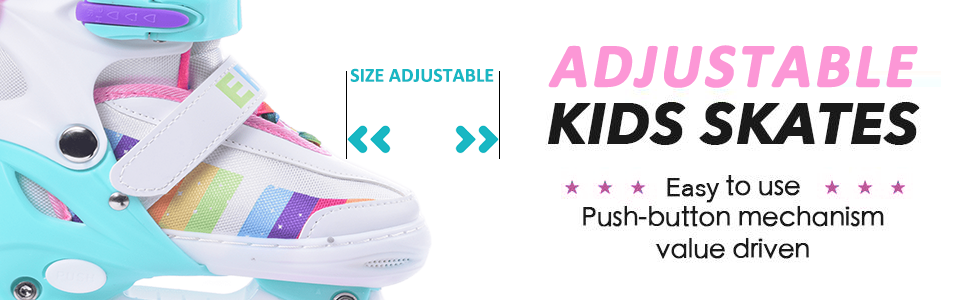 Роликові ковзани для дівчаток ERNAN, регульовані, LED, для підлітків та початківців. 4 розміри, рожевий колір