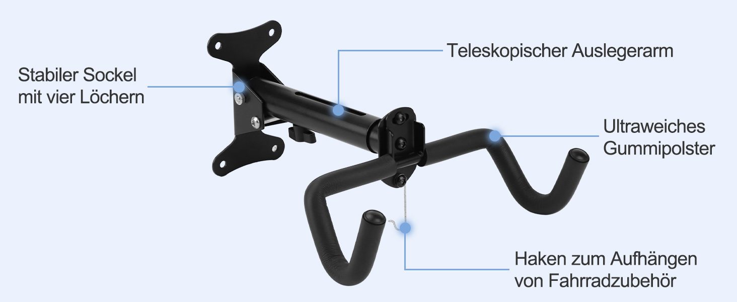Кріплення для велосипеда на стіну CYFIE (2 шт.) - складне, з м'якою підкладкою, до 25 кг, для MTB та шосейних велосипедів