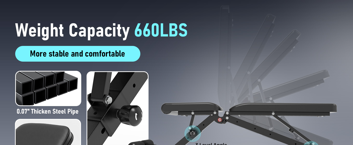 Регульована лавка для тренувань Leikefitness, складана з автоматичним блокуванням (Black 58101)