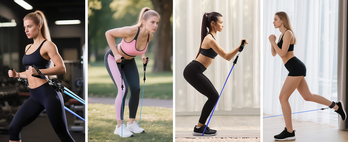 Набір еластичних стрічок Abahub для фітнесу з дверним кріпленням, ручками та петлею для ніг. Ідеально для тренувань всього тіла, домашнього спортзалу, підходить для початківців та досвідчених (100LB)