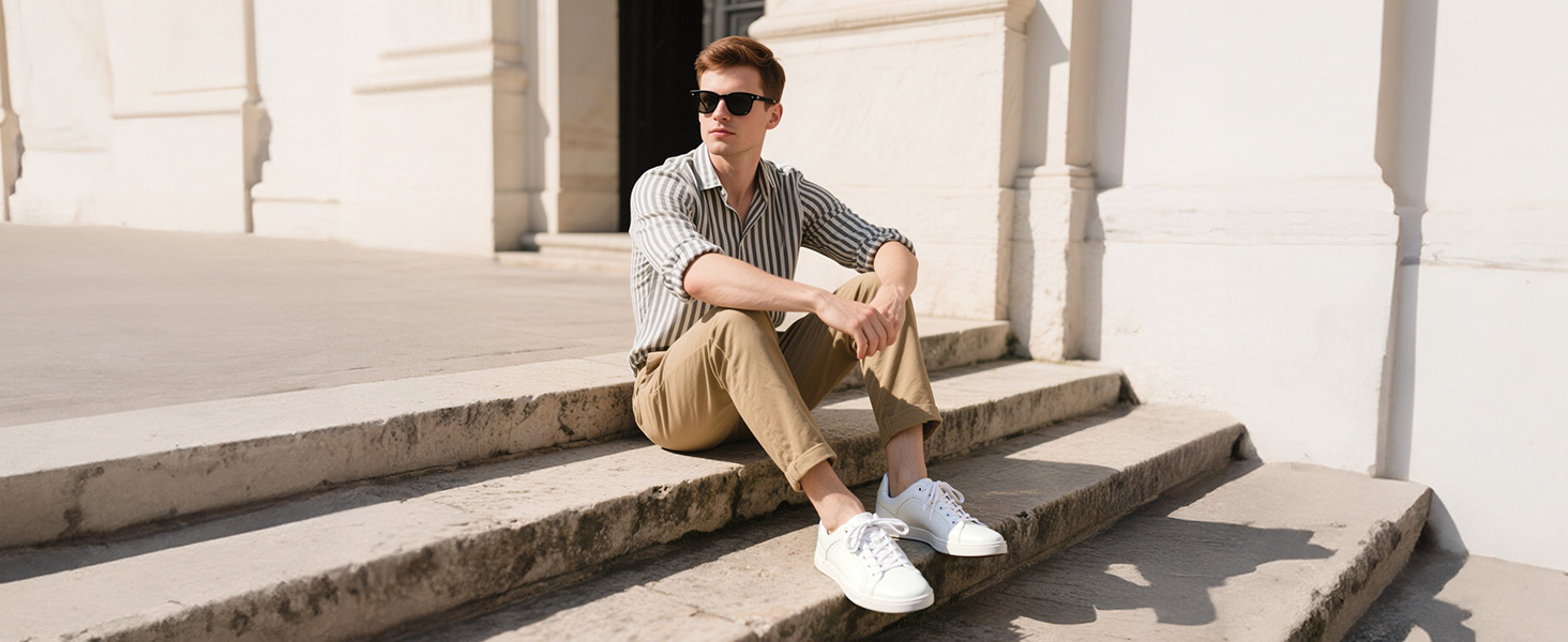 Чоловічі повсякденні кросівки Bruno Marc Casual Sneaker — легке низьке взуття, дихаючі та зручні, класичний дизайн, білі, розмір 44 EU