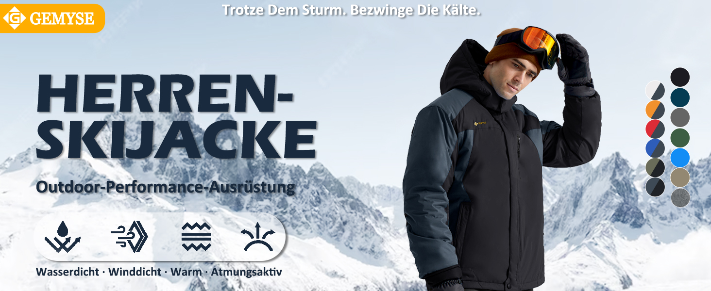 Чоловіча куртка GEMYSE для сноубордингу та лижного спорту, вітро- та водонепроникна, з флісовою підкладкою, зимова, з капюшоном, XL, сірий колір