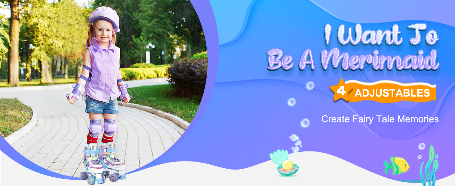 Роликові ковзани NEMONE для дівчаток, розміри 32-36 EU, блакитний/фіолетовий, регульовані, для дому та вулиці