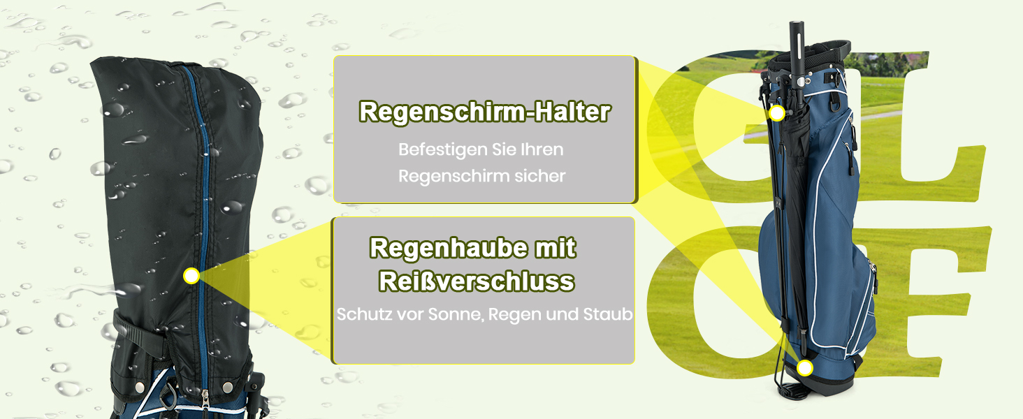 Сумка для гольфу GYMAX, стабільна сумка для ключок з ручками та стійкою, чорна