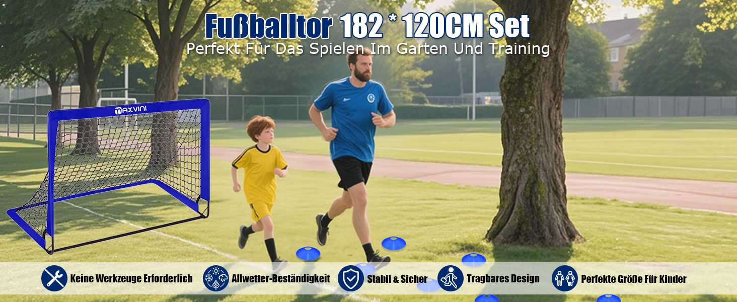 Дитячі футбольні ворота Pop Up 2 шт. для саду, внутрішніх та зовнішніх ігор. Розмір 182x120x120 см. Зміцнені штанги з скловолокна та якісні сітки.