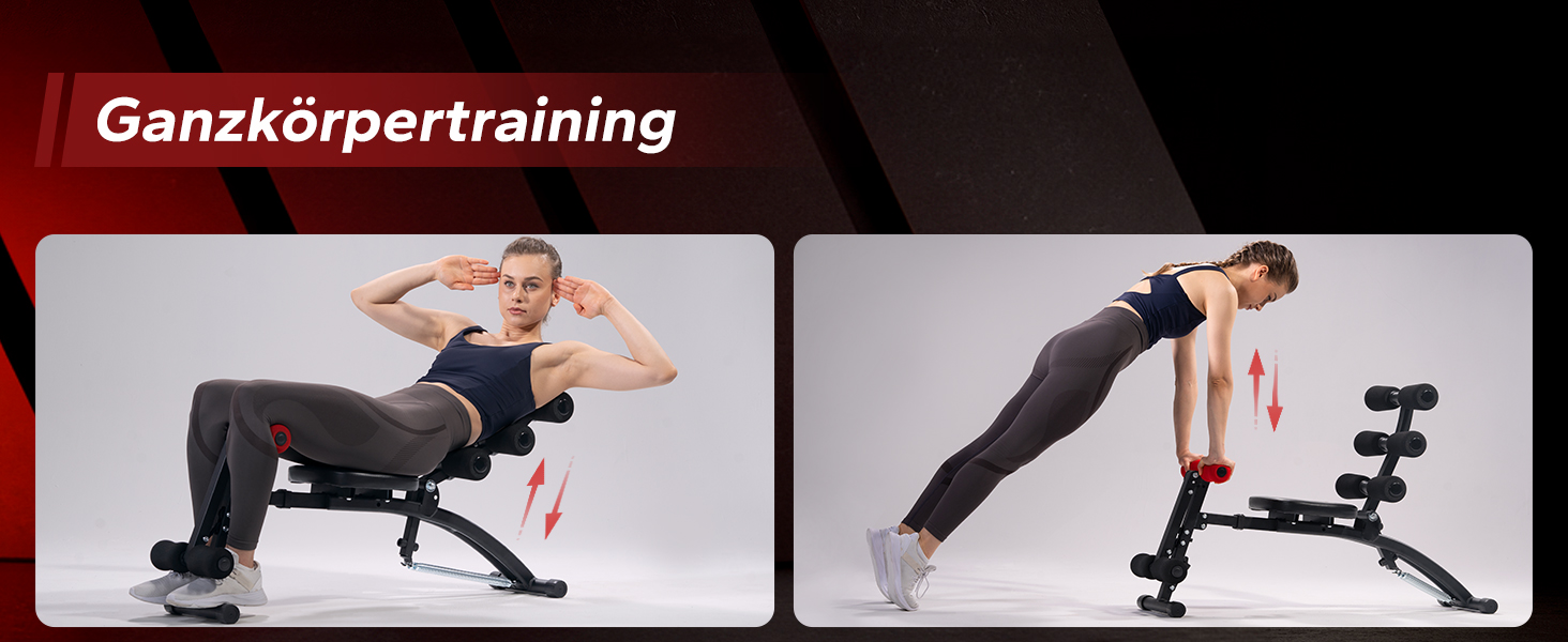 MERACH Регульована лава для пресу, тренажер для вправ на прес та ноги, до 136 кг, чорний