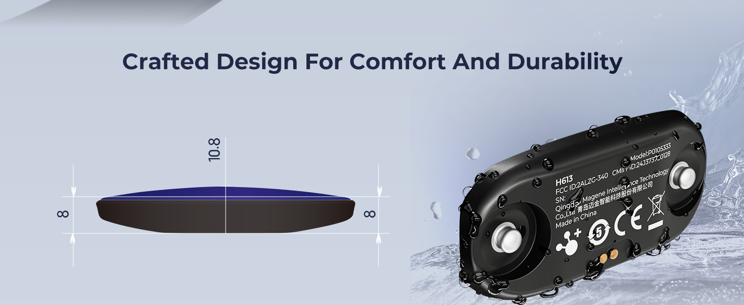Магнітний датчик пульсу Magene H613 Bluetooth/ANT+, водонепроникний IPX7, 17 годин пам'яті, для велоспорту, бігу, йоги (75-100 см)