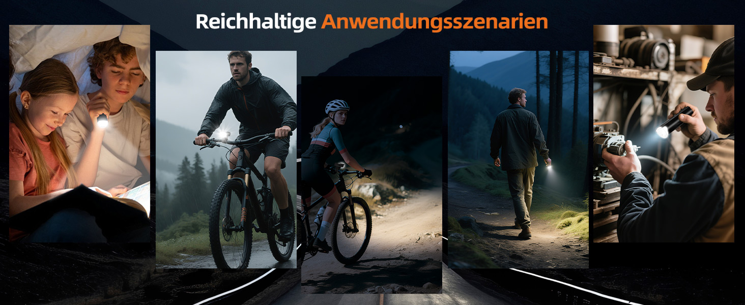 Набір переднього та заднього велоліхтаря LED USB, StVZO, IPX6, чорний+червоний