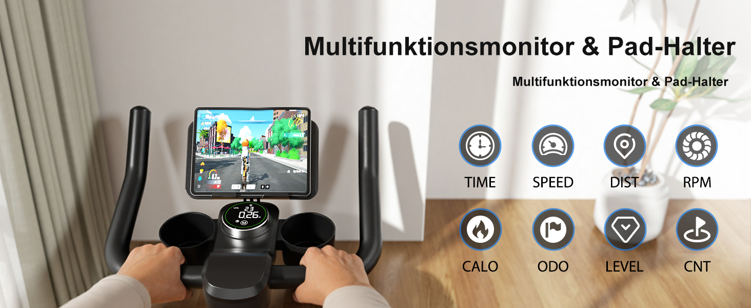 Магнітний велотренажер Lacuffy з AI-коучем та додатком, регульований опір, LCD-дисплей, до 136 кг, безшумний домашній ергометр