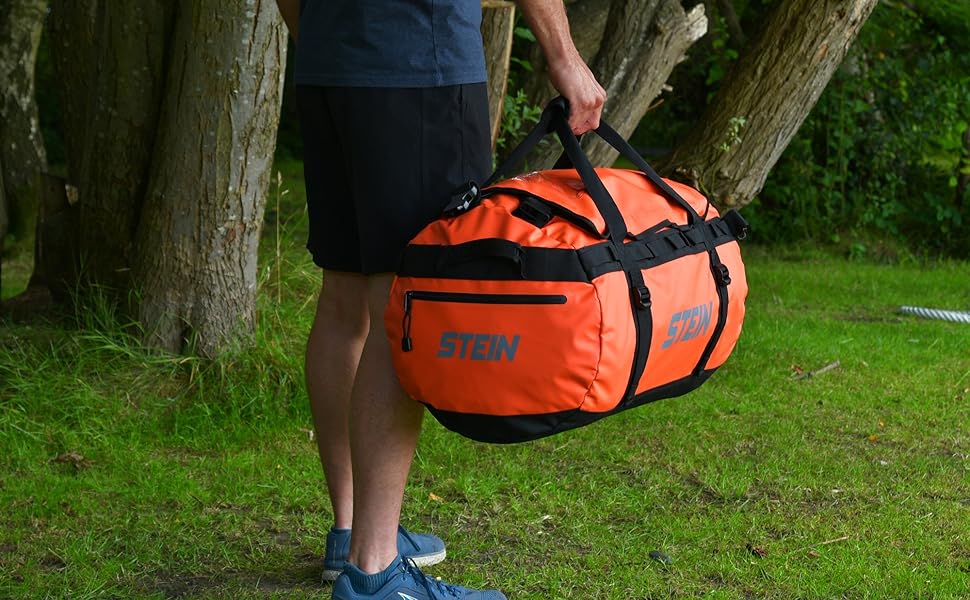 Водонепроникна сумка для подорожей STEIN Metro 70L (рюкзак-трансформер) з ПВХ-покриттям, компресійними ременями та м'якими плечовими ременями, помаранчевий
