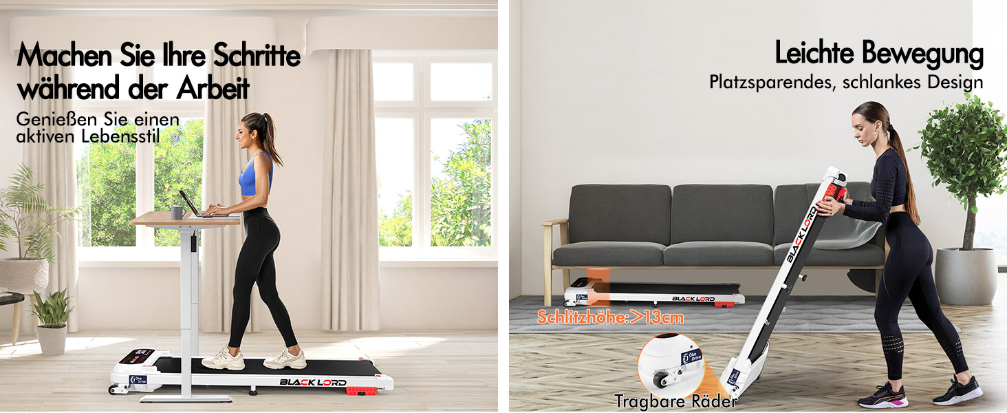 Біговий тренажер BLACK LORD X7 - Walking Pad з тихим мотором 3.0PS, до 130кг, Bluetooth, 3 рівня нахилу, антиковзаюча поверхня