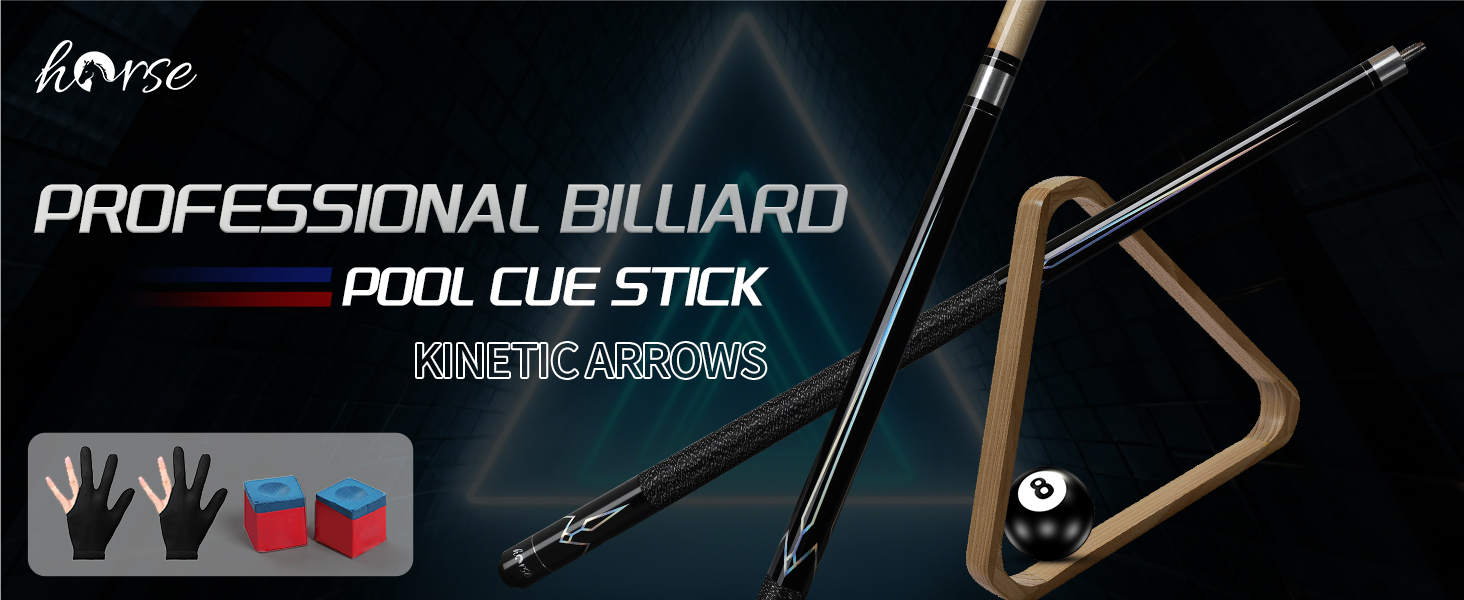 Більярдний кий Horse Billiard з наконечниками 13 мм, 147 см, 2 рукавички та 2 крейди, для дорослих, акорн/горіх, 540г