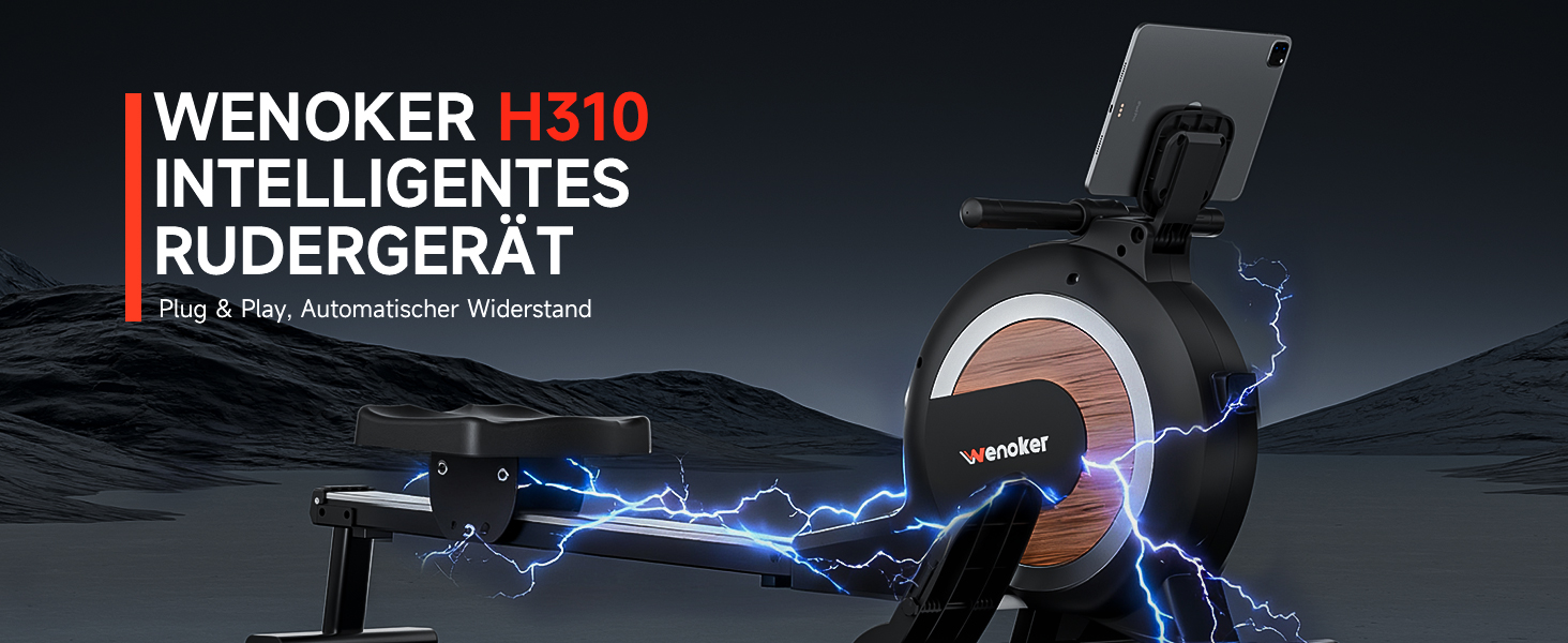 Гребний тренажер Wenoker з магнітним опором, для дому, 32 рівні навантаження, LCD-монітор, 160 кг, з мобільною APP