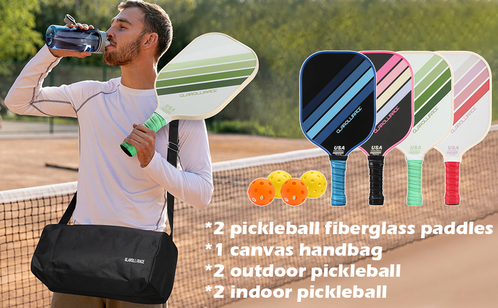 Набір для піклболу з 4 ракетками: схвалено USAPA, скловолокно, PP-ядро 13 мм, 4 м'ячі