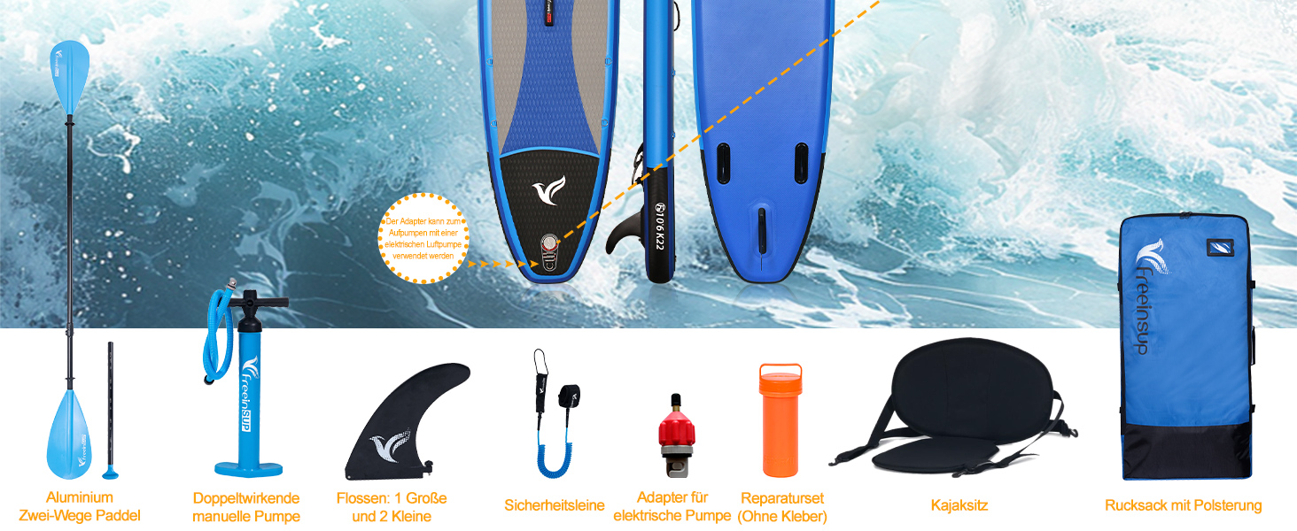 Надувне SUP-борд Freein з сидінням для каяка, 305x84x15 см, 10'6