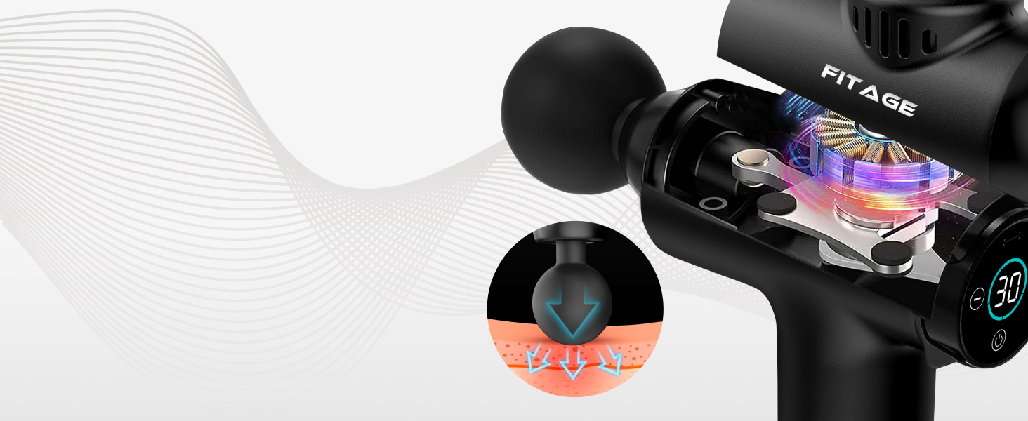 Масажер-пістолет, тихий масажер з 30 рівнями швидкості, 8 насадок для глибокого масажу м'язів, для шиї, спини та всього тіла, міні масажер