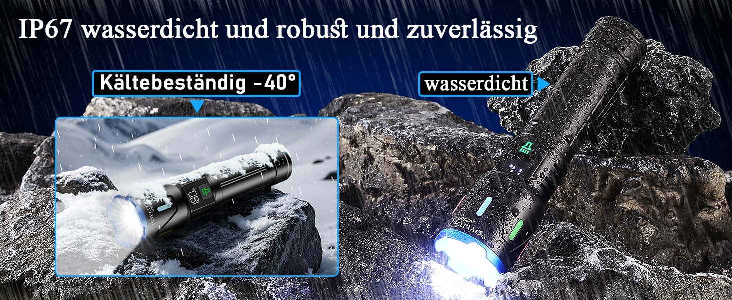 Ліхтар налобний LED перезарядна Voylite 500000 Люмен, 5000 mAh, LCD-дисплей, 3 режими, Zoom, для кемпінгу та відпочинку на природі, матовий чорний