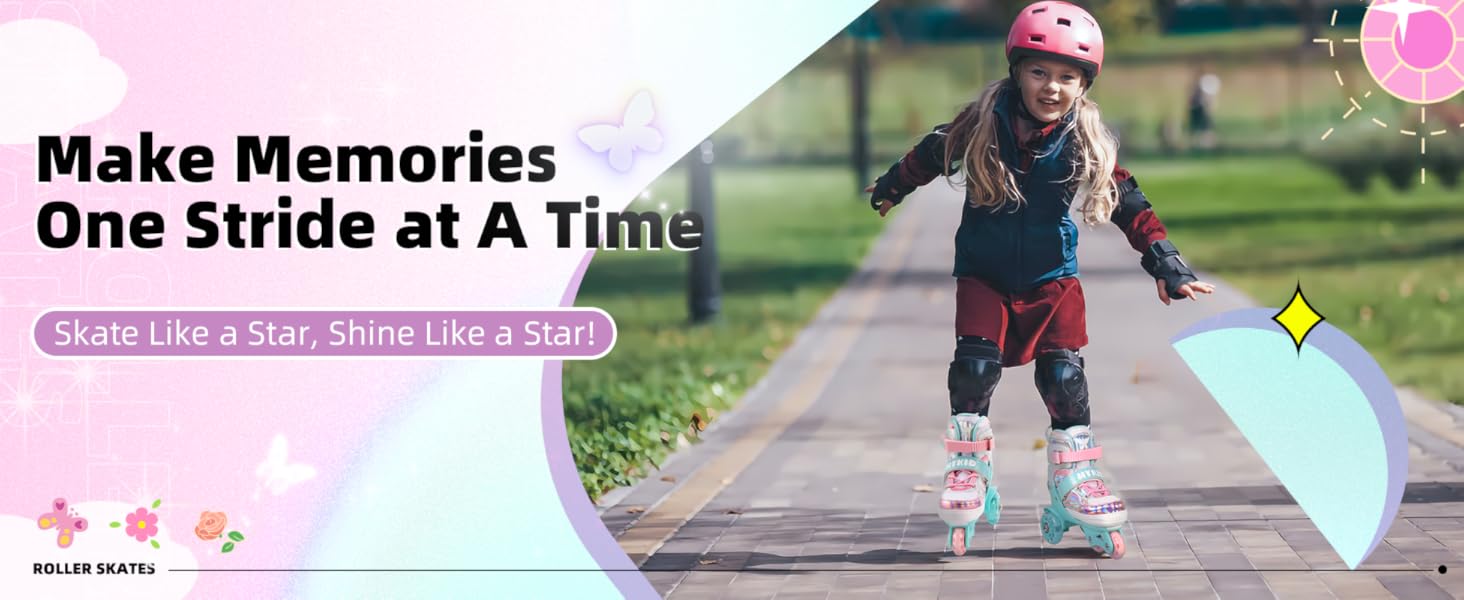Дитячі ролики для дівчаток, 4 розміри, регульовані, безпечні, з дихаючим верхом, для початківців (XS: 25-27.5 EU)