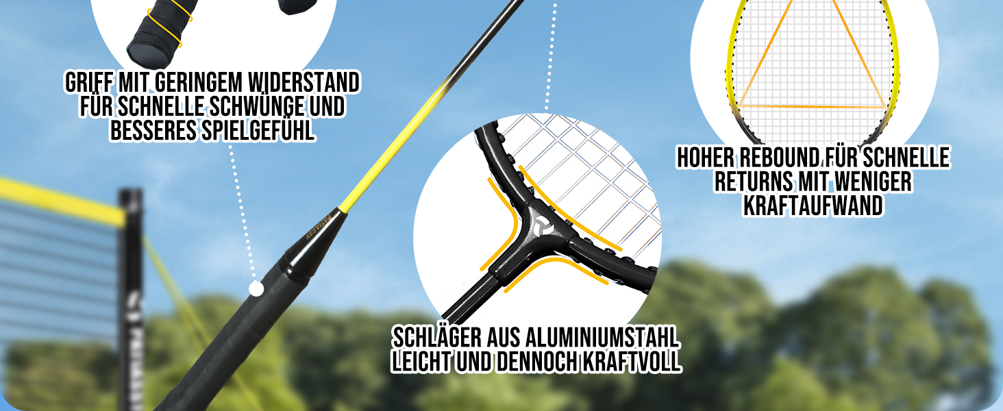 Мобільний волейбольний сет для бадмінтону, регульований, 4 ширини, з сумкою, для залу та вулиці