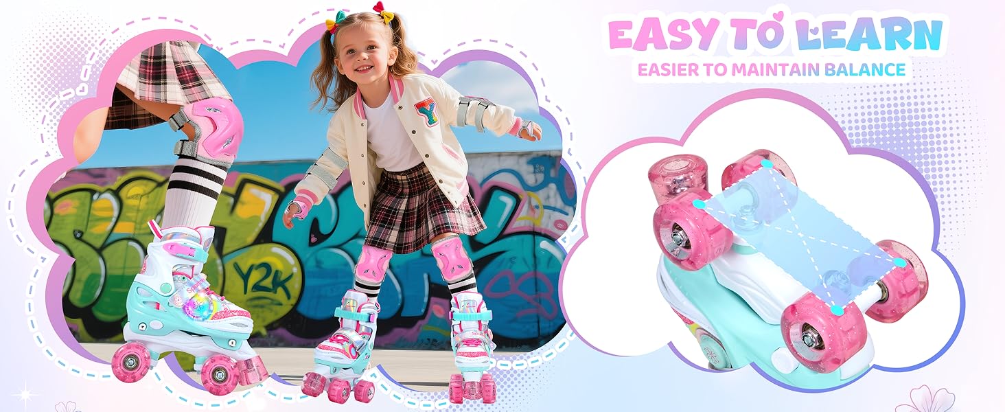 Роликові ковзани Sportneer для дітей з підсвіткою та захистом, розмір M (EU 33-36)