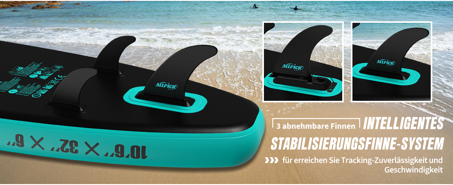 Надувний SUP-борд ALLPICK Premium Set: Комплектація для початківців та досвідчених, з кріпленням для камери, регульовим веслом, 200 кг, для відпочинку на пляжі (зелений)