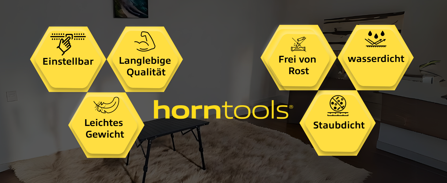 Складний стіл для кемпінгу Horntools: легкий, компактний, з колесами, регульована висота, з сумкою