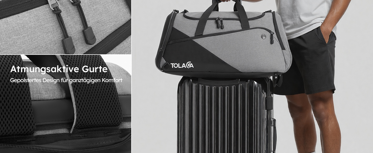 Спортивна сумка Tolaccea: велика містка сумка-рюкзак з відділенням для взуття та мокрих речей. Ідеальна для тренувань, подорожей, басейну, сауни, футболу (для чоловіків та жінок)