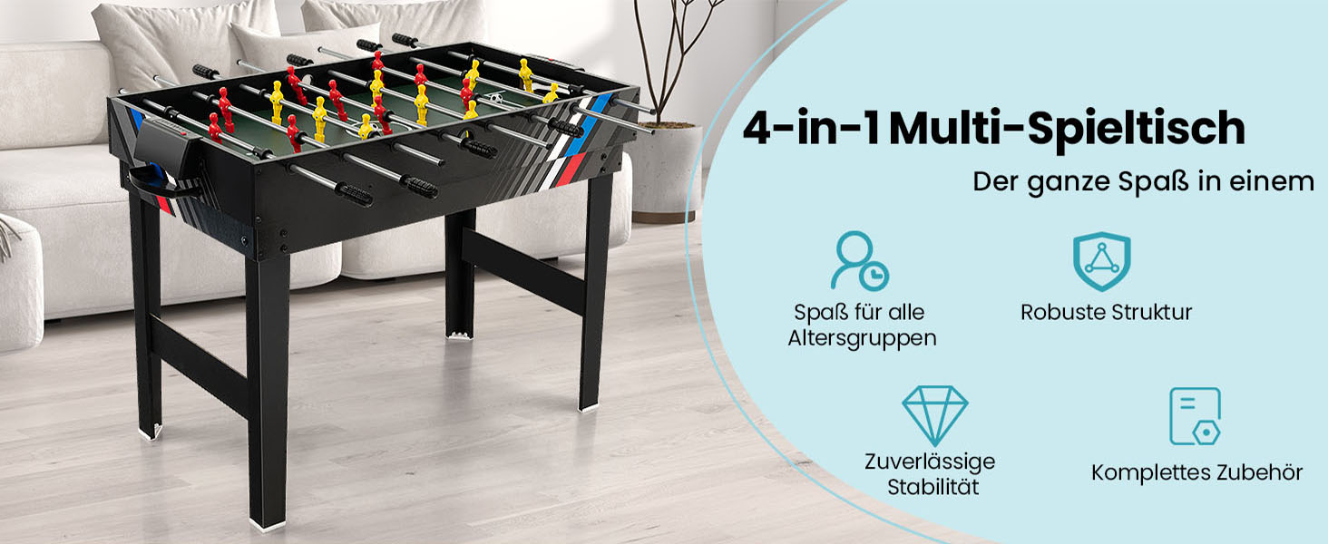 DREAMADE 4-в-1 ігровий стіл: футбол, хокей на повітрі, більярд, теніс. Для дітей та дорослих