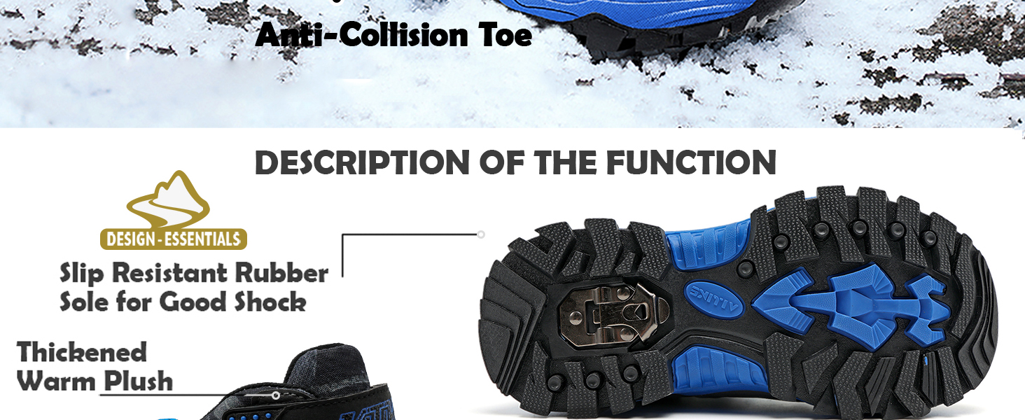 Дитячі зимові черевики ASHION для хлопчиків: середньої висоти, утеплені, для походів та трекінгу, бавовняні, розмір 36 EU, блакитні