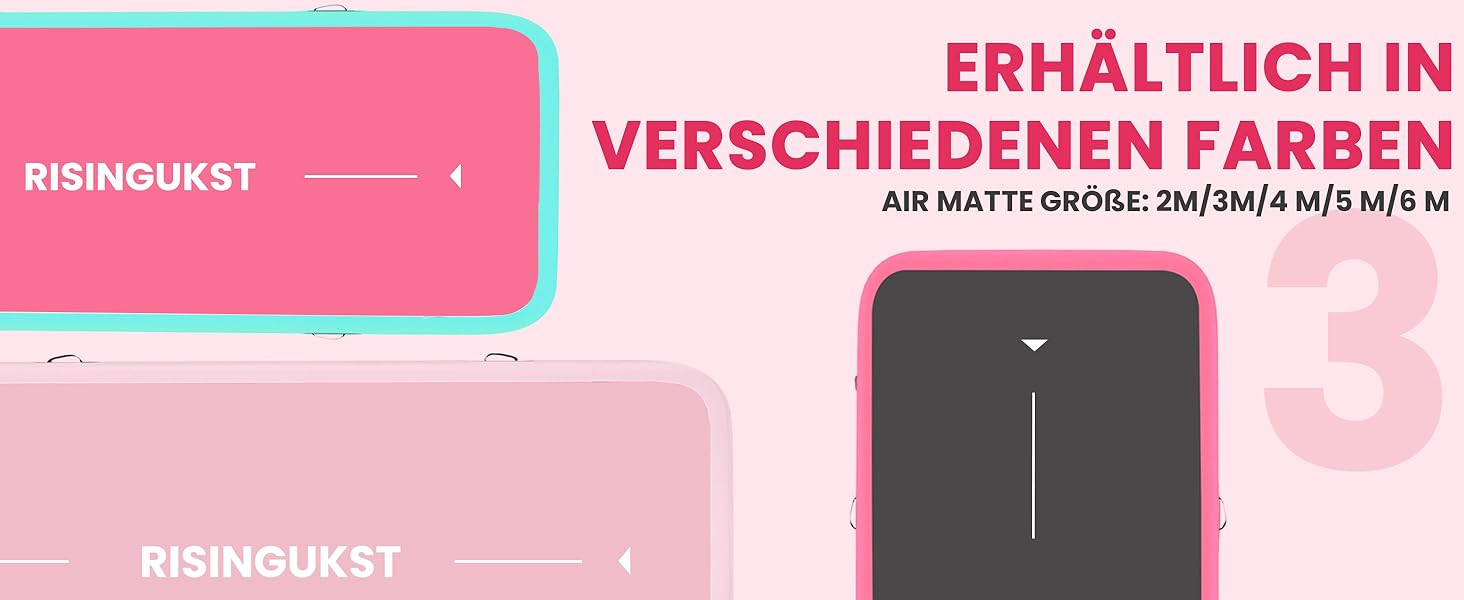 Надувна гімнастична килимок Air Matte Track для гімнастики та акробатики, 400x100x15 см, зелено-рожевий