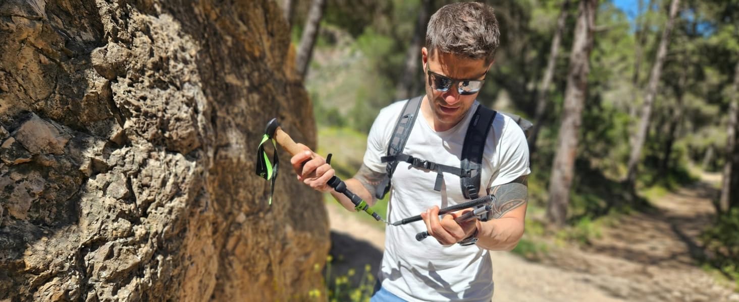 Телескопічні трекінгові палиці з карбону та алюмінію для скандинавської ходьби, регульовані 65–135 см, ергономічні, сині