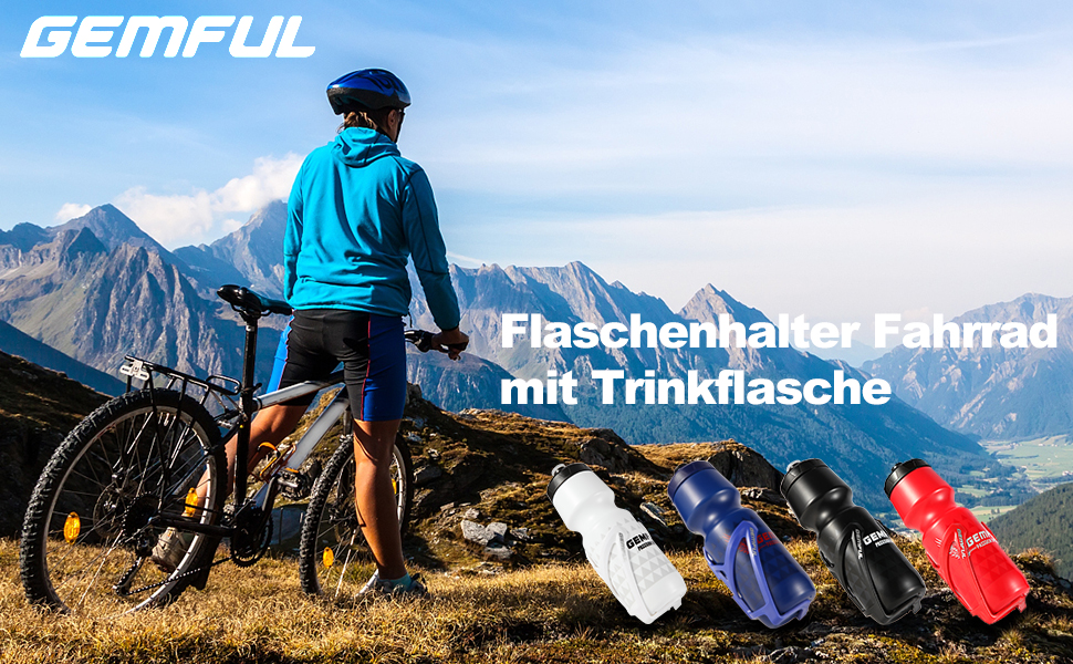 Тримач для напоїв на велосипед GEMFUL з пляшкою 750мл, BPA-free, для MTB, шосе, 4 шт. в упаковці