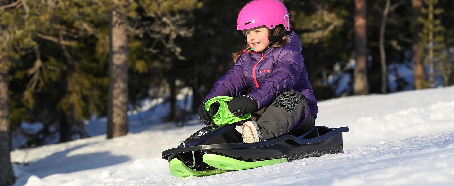 Санки STIGA Snowpower з кермом, від 5 років, Зелений/Чорний