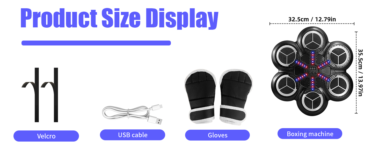 Музична боксерська машина для тренувань: Bluetooth, світлові ефекти, 3 режими, підрахунок ударів (81353)